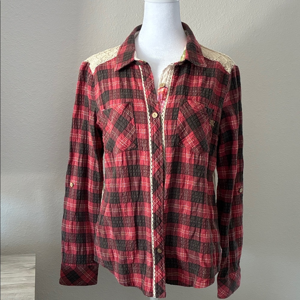 Miss Me flannel/ silk shirt